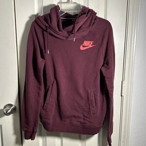 Nike Women's Maroon Hoodie with Coral Logo